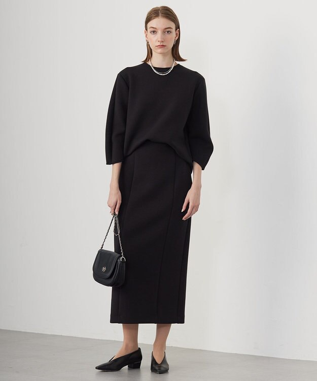 ICB 【洗える・WEB限定カラーあり】コンパクトダブルフェイス スカート ブラック系