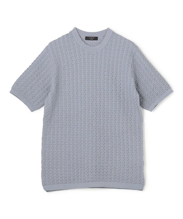 JOSEPH HOMME ドライコットンリンクス　半袖クルーネックニット スカイブルー系