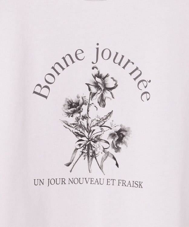 ANY SIS フラワープリント ロゴＴシャツ アイスグレー