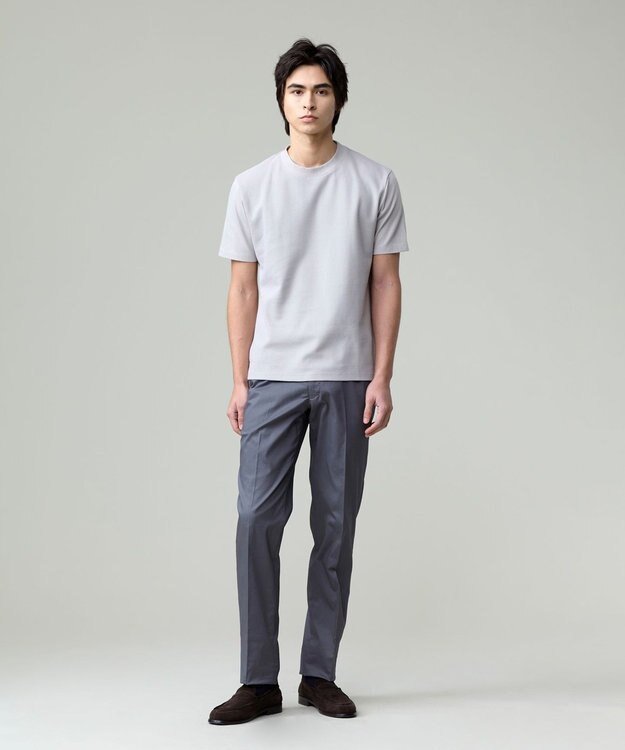 J.PRESS MEN 汗ばむ夏の最適解Tシャツ【UVカット / 接触冷感 】【J.PRESS PREMIUM JERSEY】無地コットン Tシャツ ライトグレー系