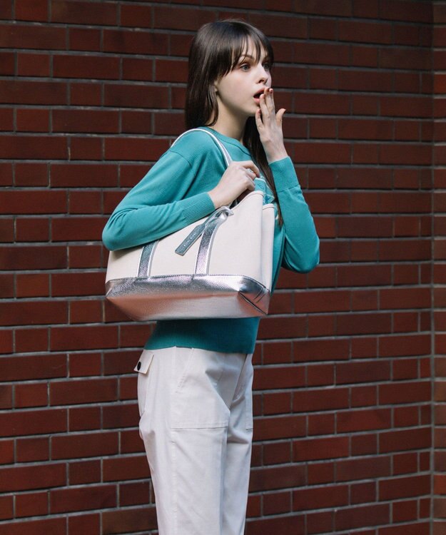 UNBILLION cachecache パーテーションキャンバストートバッグL シルバー