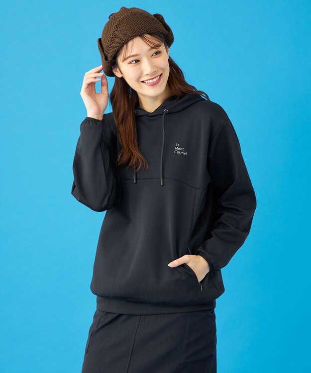 SHARE PARK LADIES 【UVカット・吸水速乾・ストレッチ・軽量・アンチピリング 】ダンボールフードパーカー（S・Mサイズ） ブラック系