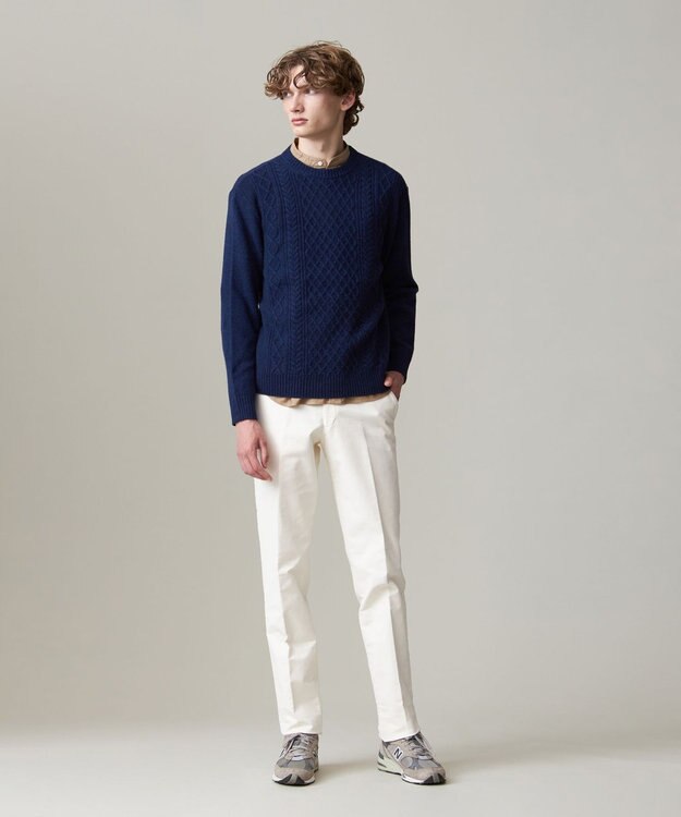 J.PRESS MEN 【KING SIZE】【Cash Lamb’s wool】ケーブルニット / クルー ネイビー系