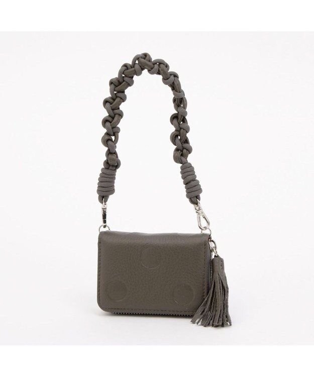 UNBILLION ペルケ perche / ドット型押し・ジャバラチャームウォレットショルダー GY