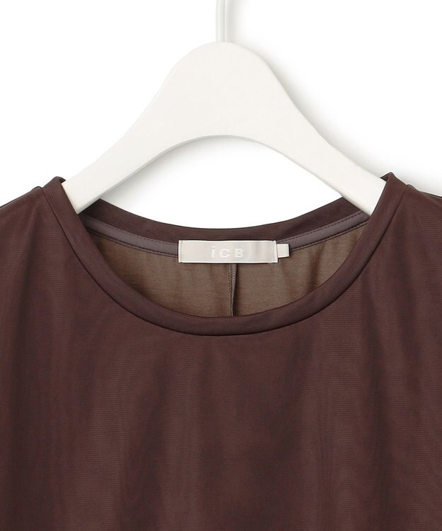 ICB L 【接触冷感・洗える】 チュールコンビ カットソー ソイル系