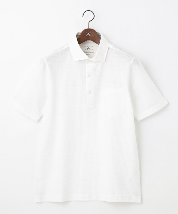 JOSEPH ABBOUD 【吸水速乾/上質感】千鳥サッカーポロシャツ ホワイト系