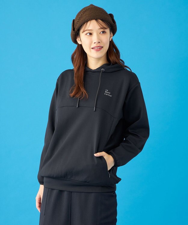 SHARE PARK LADIES 【UVカット・吸水速乾・ストレッチ・軽量・アンチピリング 】ダンボールフードパーカー（S・Mサイズ） ブラック系