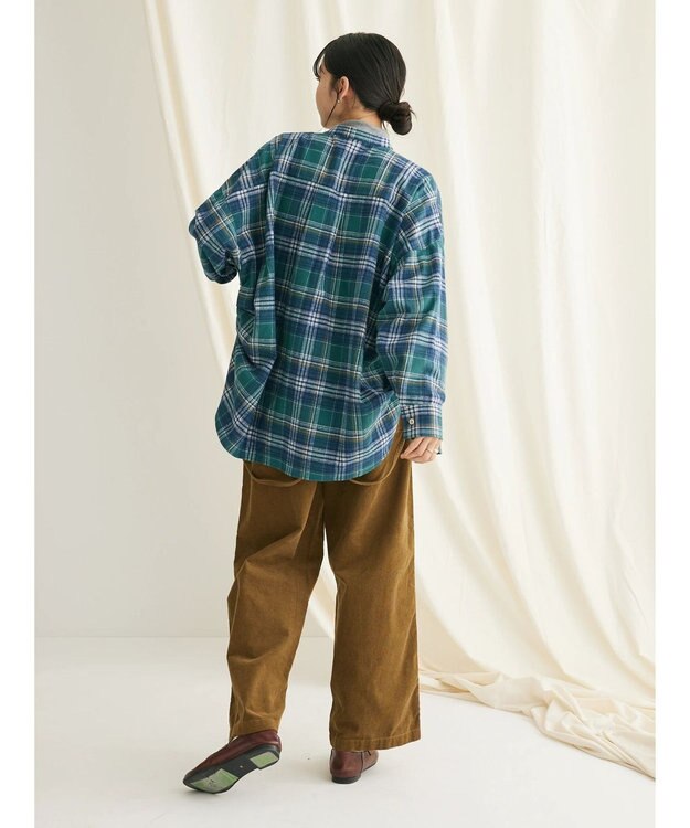 CRAFT STANDARD BOUTIQUE チェックバンドカラーサークルブラウス Green