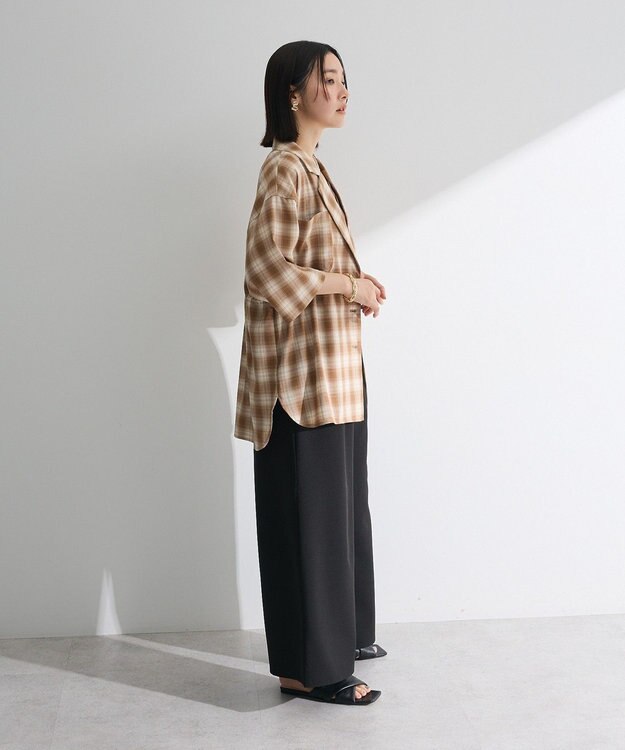 Green Parks チェック５分袖ジャケット Beige