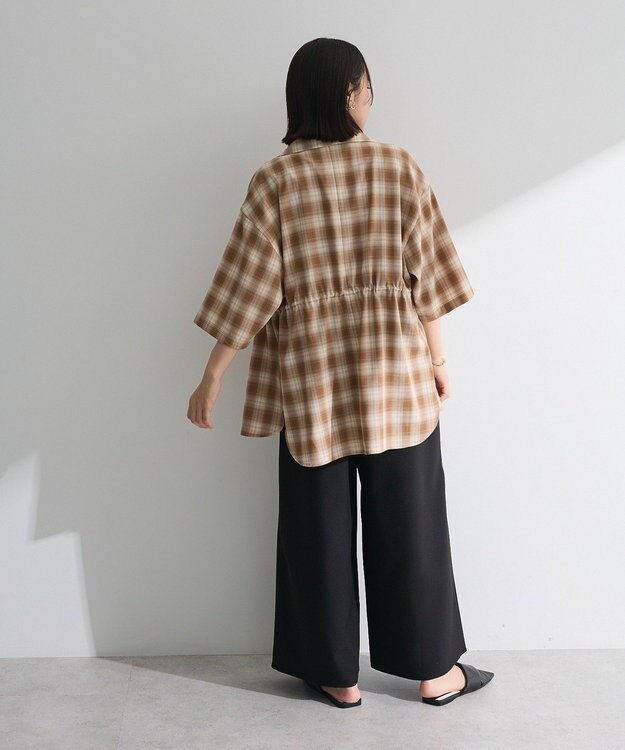 Green Parks チェック５分袖ジャケット Beige