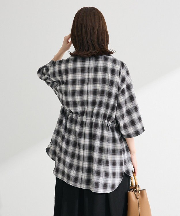 Green Parks チェック５分袖ジャケット Black