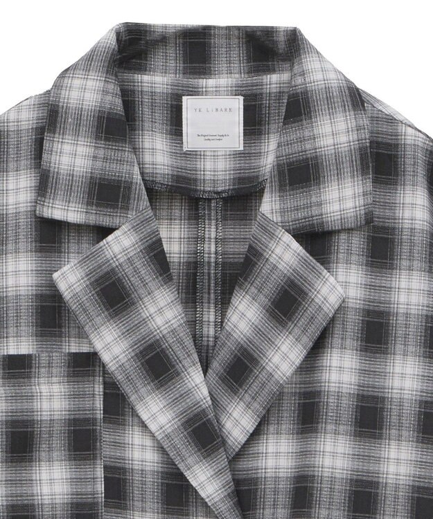 Green Parks チェック５分袖ジャケット Black