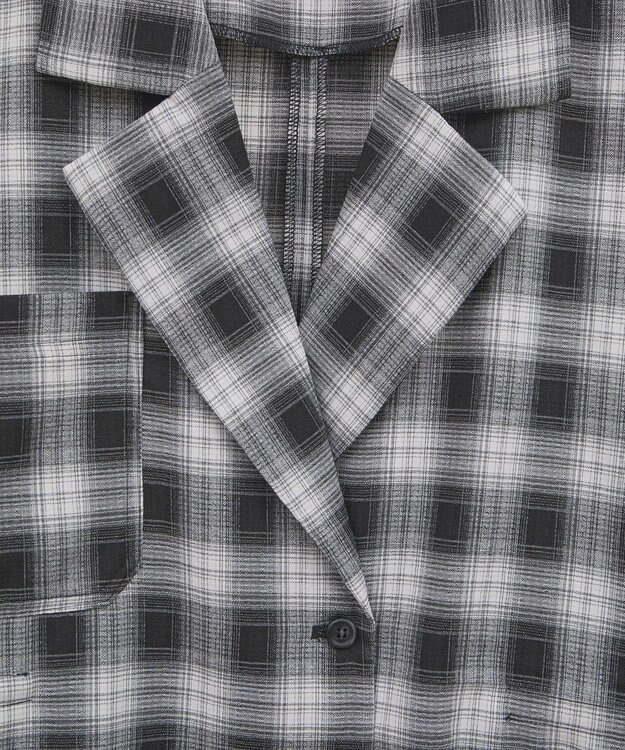 Green Parks チェック５分袖ジャケット Black