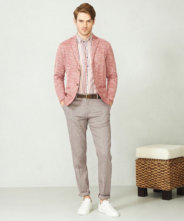 JOSEPH ABBOUD 【ウエストも伸びる/ストレッチ】 リヨセルリネンムーブパンツ ダークブラウン系