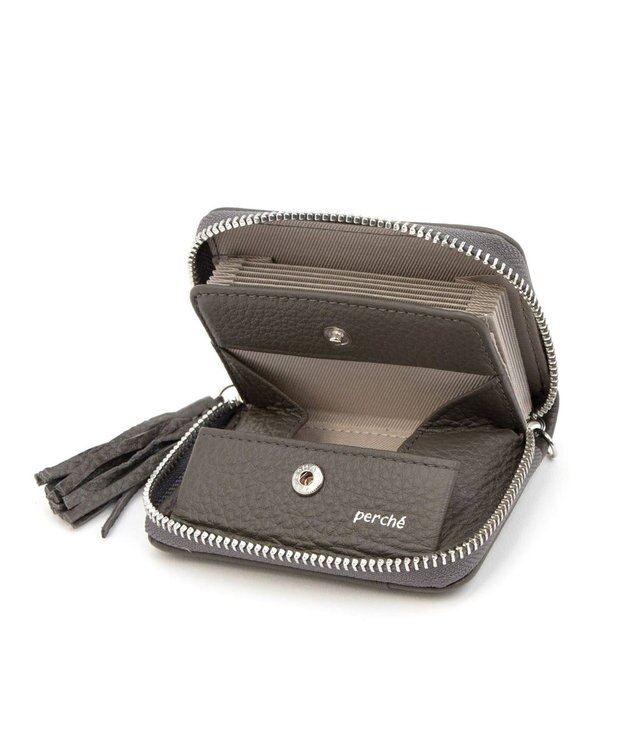 UNBILLION ペルケ perche / ドット型押し・ジャバラチャームウォレットショルダー GY