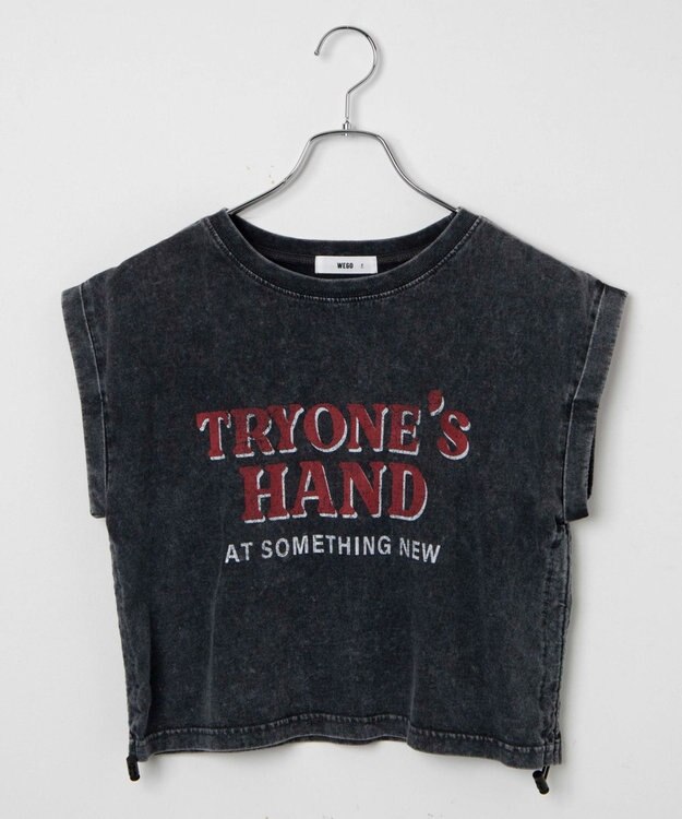 WEGO ヴィンテージウォッシュドロストデザインT スミクロ