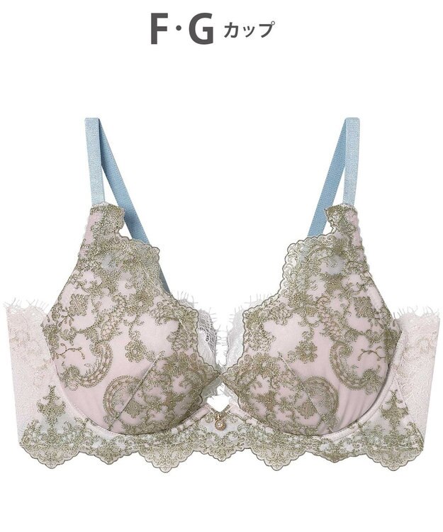 AMPHI ブラジャー 谷間メイク 脇高設計 細身え効果 Gカップまで対応 大きいサイズ 【Glama-Rich グラマリッチ 脇スッキリタイプ】ブラ BYJ603 アンフィ／ワコール ベージュ