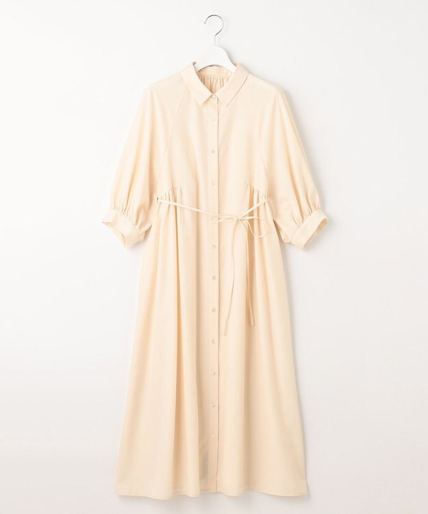 Feroux 【洗える】パフスリーブシャツ ワンピース ライトイエロー系