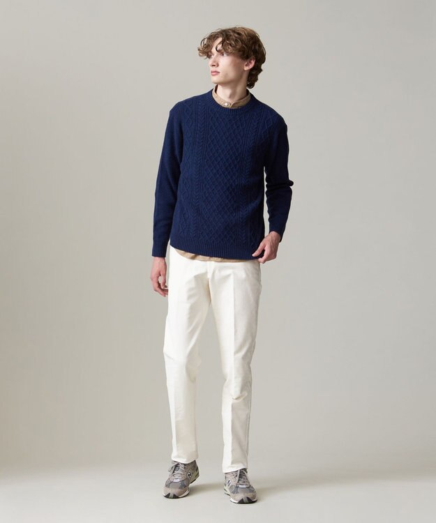 J.PRESS MEN 【KING SIZE】【Cash Lamb’s wool】ケーブルニット / クルー ネイビー系