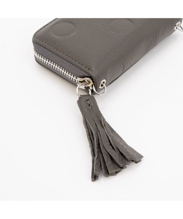 UNBILLION ペルケ perche / ドット型押し・ジャバラチャームウォレットショルダー GY