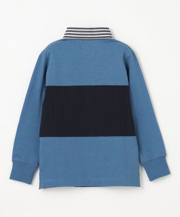 J.PRESS KIDS 【110-130cm】襟ストライプ ブロッキングポロシャツ ブルー系2