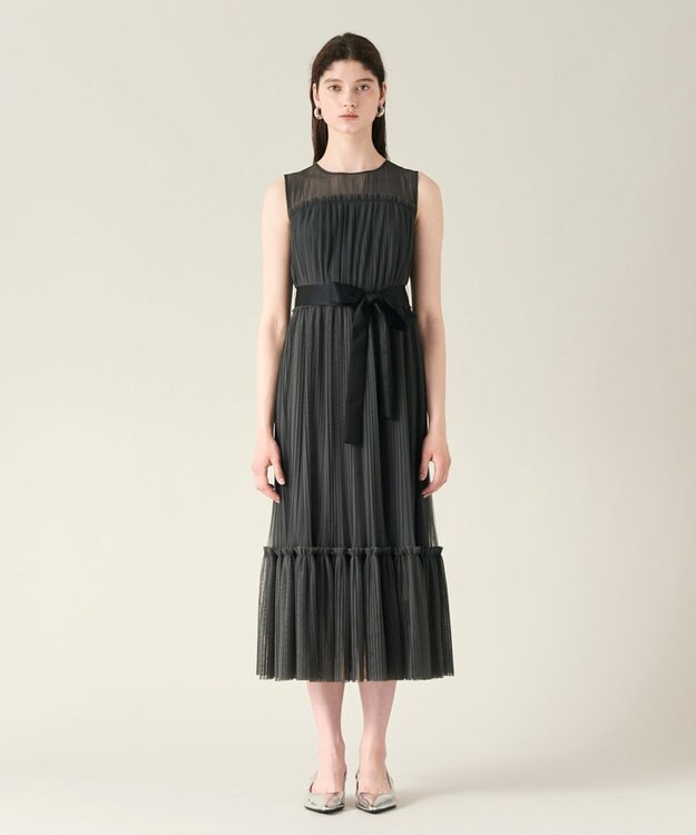 GRACE CONTINENTAL プリーツロングドレス グレー