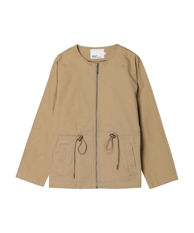 CRAFT STANDARD BOUTIQUE コットンギャバジンノーカラーＺＩＰブルゾン Beige