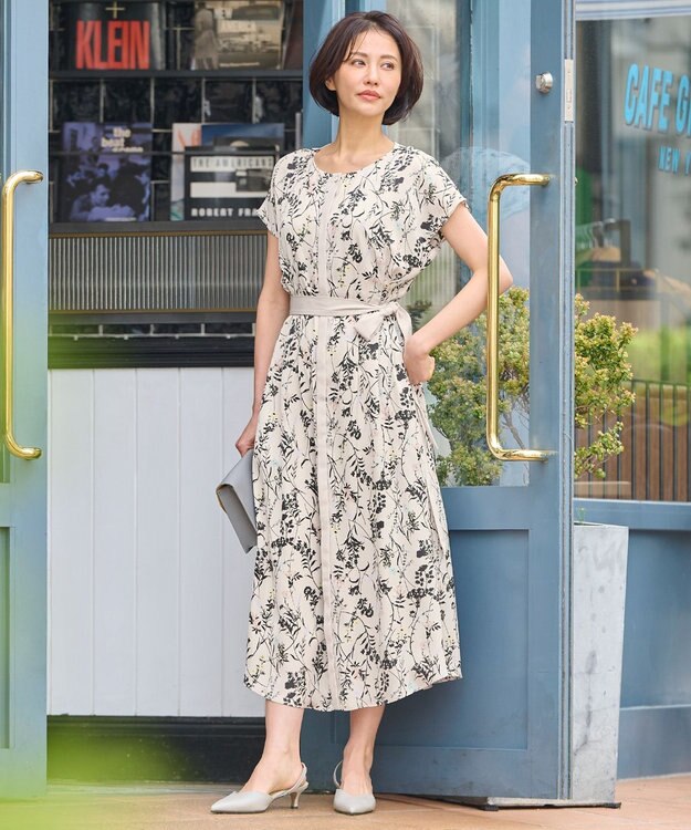 自由区 S 【ご好評につき追加生産・新色追加】ハーバルフロープリント ワンピース ベージュ系4