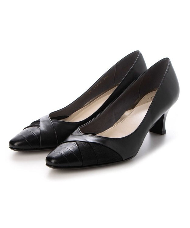 Riz raffinee <Riz raffinee>異素材ポインテッドトゥコンビパンプス ブラック