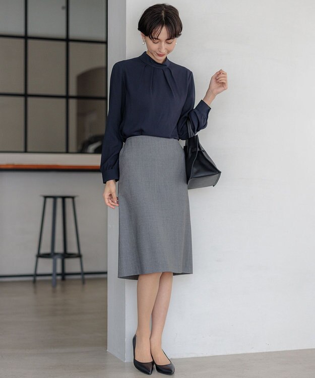 23区 【セットアップ対応】ラフィーネウール タイト スカート ライトグレー系