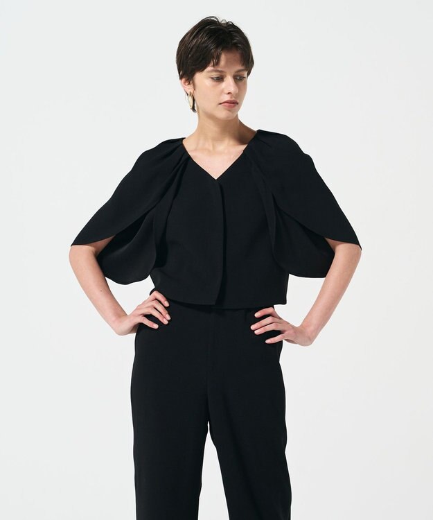 GRACE CONTINENTAL ケープスリーブトップ ブラック