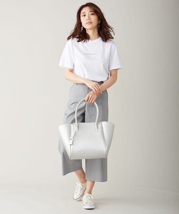 J.PRESS LADIES 【シワになりにくい】コットンフィッティーシャーク ワイドパンツ ライトグリーン系