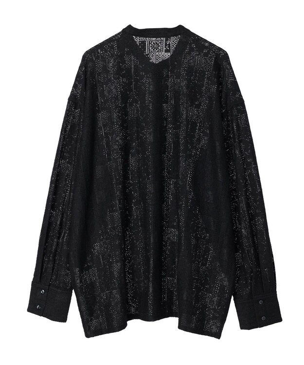 Green Parks 総レースシャツ Black