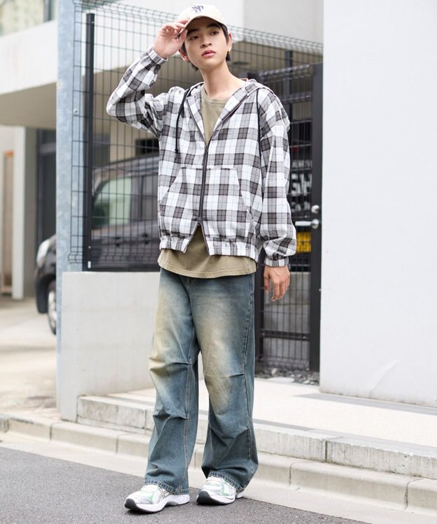 WEGO 【S～Lサイズ展開/ウエスト調整可】パラシュートデニムパンツ デニム中濃加工色