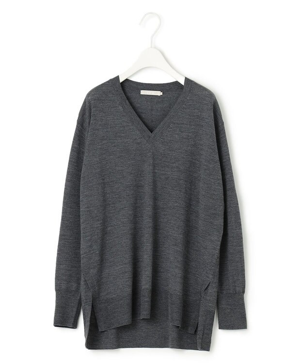ICB 【洗える】 コンパクトウール Vネックプルオーバー ライトグレー系