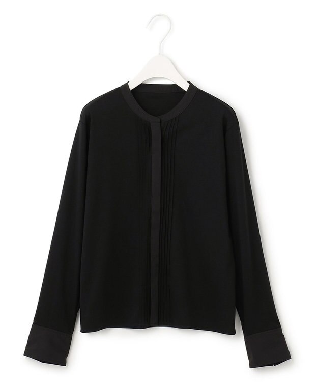 ICB 【洗える】 コンビネーションジャージー ピンタックカットソー ブラック系