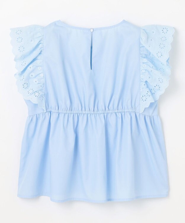 組曲 KIDS 【110-140㎝】レースペプラム ブラウス サックスブルー
