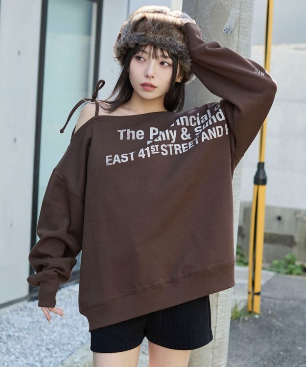 WEGO 裏起毛2WAYグラフィックワンショルBIGスウェット 柄4