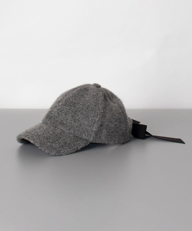 AURORA LANVIN en Bleu ランバン オン ブルー リボン付きボアキャップ ミディアムグレー