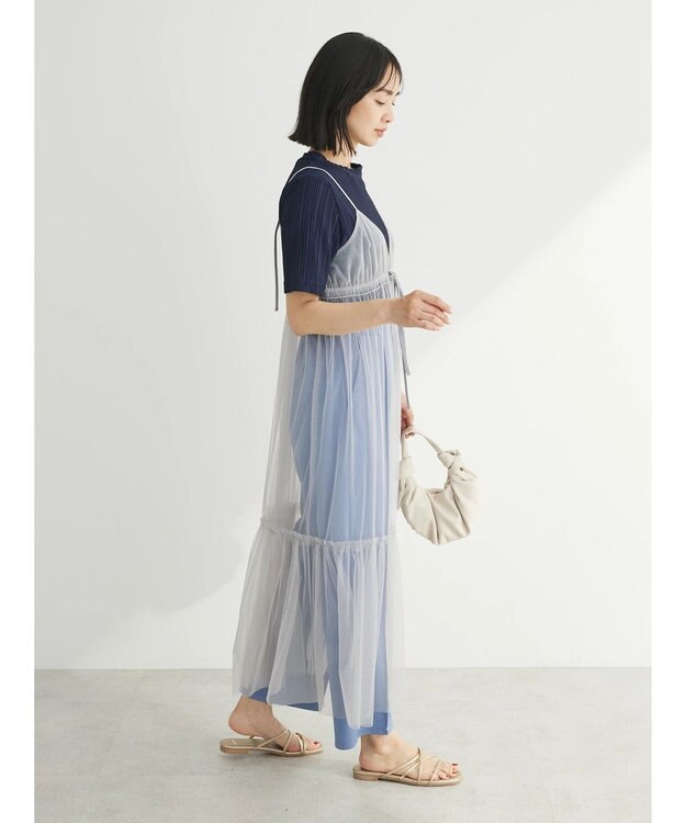 Green Parks ・ＥＬＥＮＣＡＲＥ　ＤＵＥ　２ｗａｙチュールキャミワンピ Gray