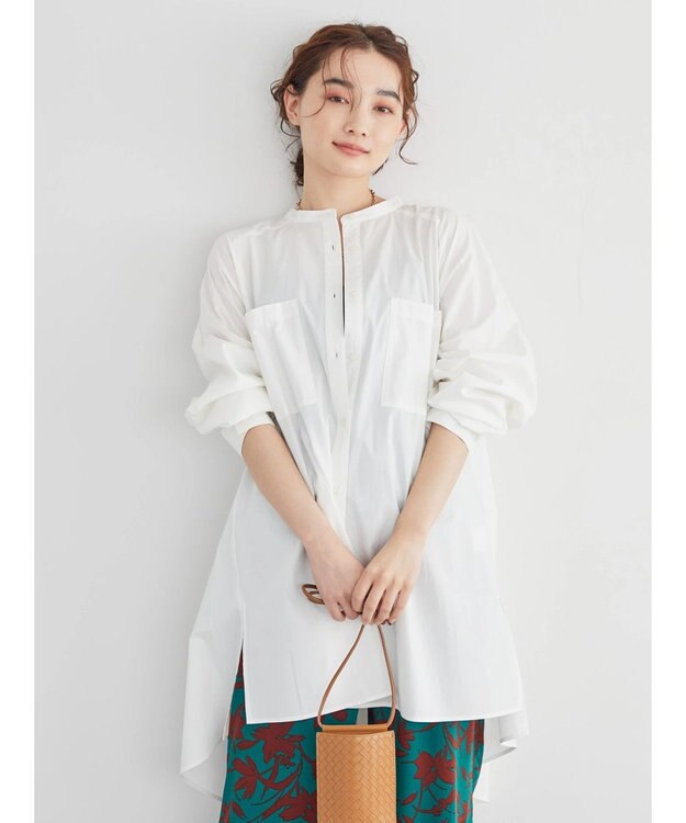 AMERICAN HOLIC ラグランＷポケットオーバーシャツチュニック Off White