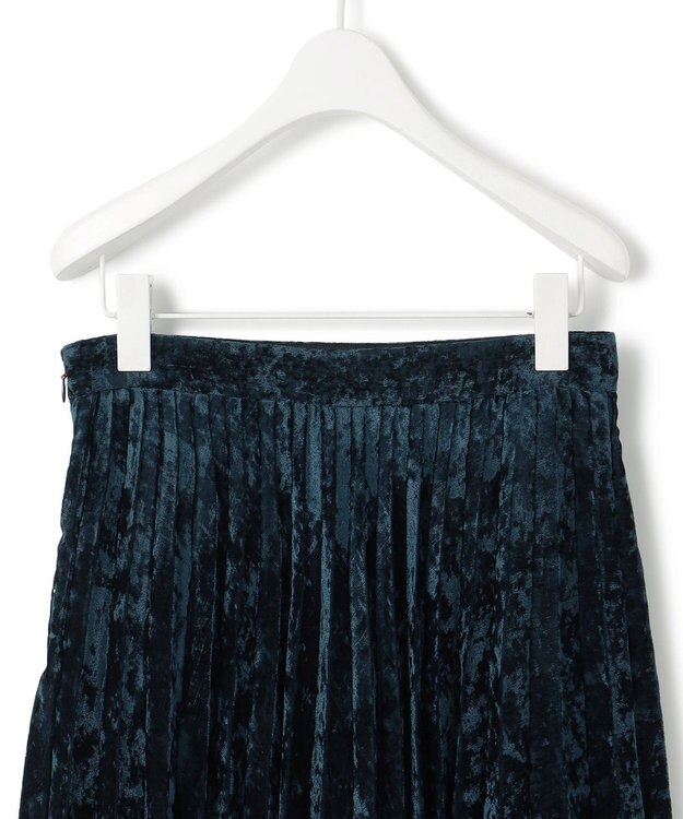 ICB 【洗える】 シアーベルベット プリーツスカート スレートブルー系