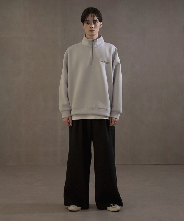 WEGO KEEPWARM　BIGハーフZIPプルオーバー ライトグレー