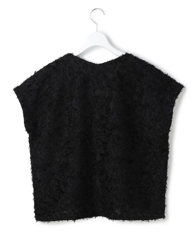 ICB L シアーカットジャガード Vネックトップス ブラック