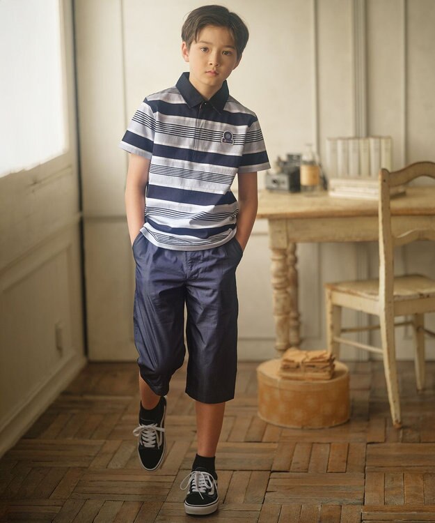 J.PRESS KIDS 【140-170cm】ボーダー ポロシャツ ネイビー系1