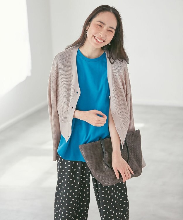 ANY 【洗濯機可】アイレットパターンカーデガン サンドベージュ