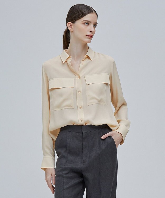 BEIGE， OLGA / シャーリングブラウス L.Orange