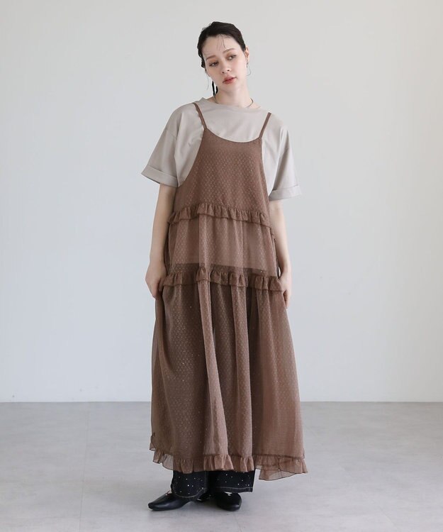 Green Parks ・Ｐｅｔｉｔ　Ｆｌｅｕｒ　シアーティアードキャミワンピ Brown