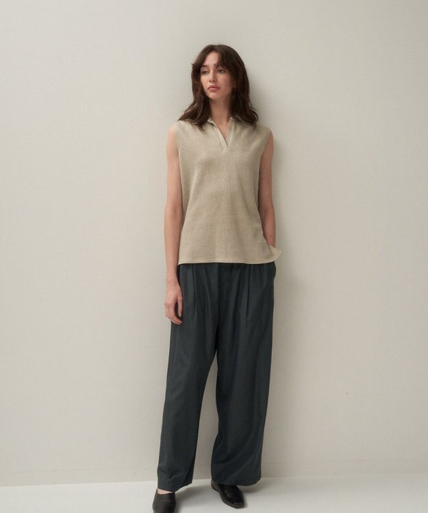 ATON SILK TROPICAL | イージーワイドパンツ CHARCOAL GRAY