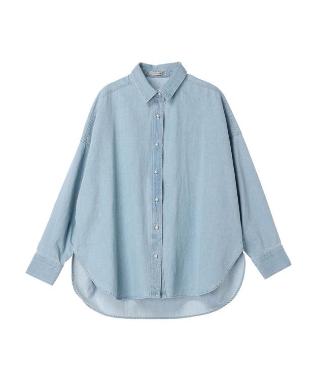 CRAFT STANDARD BOUTIQUE デニムパール釦サークルブラウス Sax